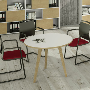 TAVOLO RIUNIONE TONDO Ã˜80CM ROVERE/BIANCO WOODY