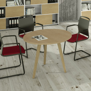 TAVOLO RIUNIONE TONDO Ã˜80CM ROVERE/ROVERE WOODY