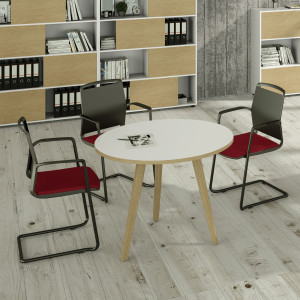 TAVOLO ALTO TONDO Ã˜80XH105CM ROVERE/BIANCO WOODY