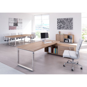 SCRIVANIA MANAGER 180X90CM C/MOBILE SERVIZIO REV. CILIEGIO AR. - PRESTIGE METAL