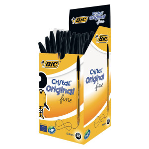 SCATOLA 50 PENNA SFERA CRISTAL  FINE 0,8MM NERO BIC COD. 872731