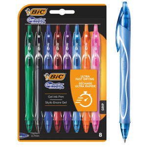 ASTUCCIO 8 PENNA SFERA SCATTO COLORI ASSORTITI GELOCITY QUICK DRY BIC COD. 964770