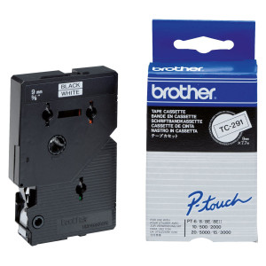 NASTRO BROTHER TC-291 9MMX7,7 NERO/BIANCO COD. TC-291