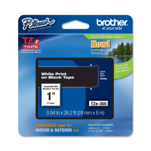 NASTRO BROTHER TZ-E355 24MMX8MT BIANCO/NERO COD. TZ-E355