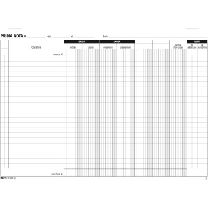 BLOCCO PRIMA NOTA CASSA-BANCA 50/50 FOGLI AUTORIC. 22X30 E5350 COD. E5350