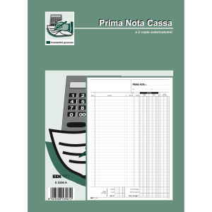 BLOCCO PRIMA NOTA CASSA ENTRATE/USCITE/IVA 50/50 FOGLI AUTORIC. 31X21 E5356A COD. E5356A