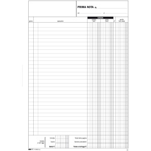 BLOCCO PRIMA NOTA CASSA ENTRATE/USCITE 50/50 FOGLI AUTORIC. 31X21 E5359A COD. E5359A