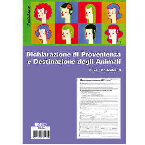 BLOCCO DICHIARAZ. PROV.-DEST. ANIMALI 25X4 COPIE AUTORIC. 30X22,5CM E5849A(17) COD. E5849A(17) CONFEZIONE DA 10