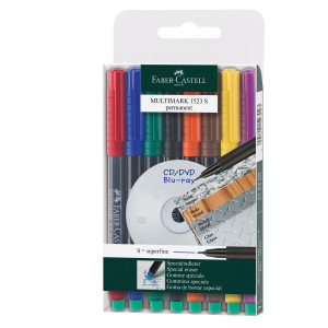 BUSTA 8 COLORI PENNARELLO MULTIMARK 0,4MM SUPERFINE FABER-CASTELL COD. 152309