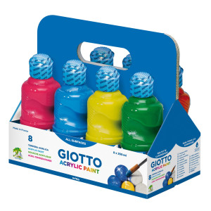 SCHOOLPACK 8 FLACONI TEMPERA PRONTA ACRILICA 250ML COLORI ASSORTITI GIOTTO COD. 535100