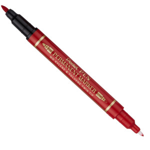 MARCATORE PERMANENTE TWIN TIP DOPPIA PUNTA F/EF ROSSO PENTEL COD. N75W-BE CONFEZIONE DA 12