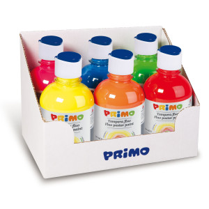 BOX 6 TEMPERA FLUO 300ML COLORI ASSORTITI PRIMO COD. 255TF6ASS