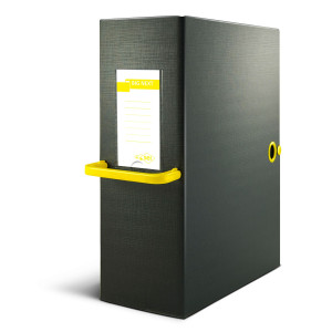 SCATOLA ARCHIVIO BIG NEXT 120 NERO/GIALLO 25X35CM DORSO 12CM COD. 68101206